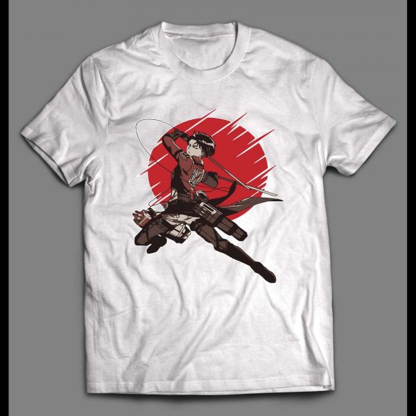 ATTACK ON TITAN CAPTAIN LEVI RED SUN ANIME HIGH QUALITY SHIRT