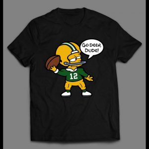 GO DEEP DUDE CARTOON AARON WISCONSIN FOOTBALL SHIRT