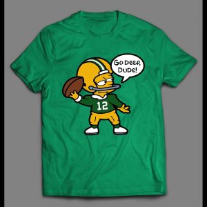 GO DEEP DUDE CARTOON AARON WISCONSIN FOOTBALL SHIRT