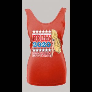 DOLLY PARTON POUR AMERICA A CUP OF AMBITION POLITICIAL PARODY LADIES TANK TOP