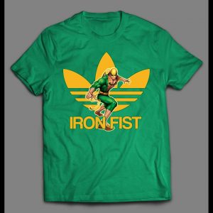 IRON FIST COMICBOOK HERO SPORTS WEAR PARODY SHIRT