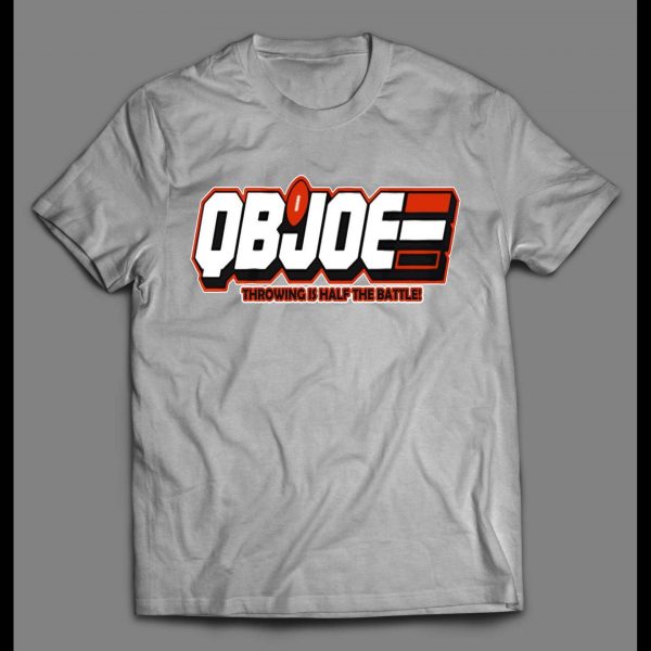 QB JOE CARTOON PARODY THROWING IS HALF THE BATTLE FOOTBALL SHIRT