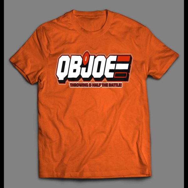 QB JOE CARTOON PARODY THROWING IS HALF THE BATTLE FOOTBALL SHIRT