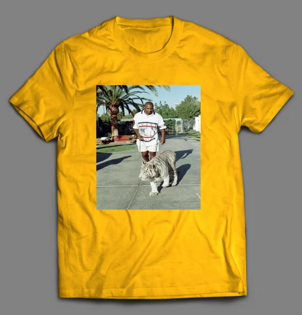 CHAMPION BOXER WALKING HIS TIGER SHIRT