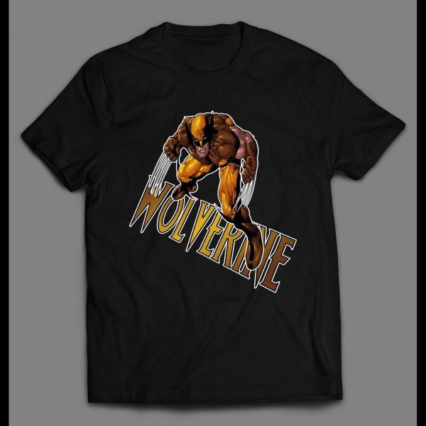 CLASSIC BROWN AND GOLD WOLVERINE COSTUME COMIC ART HIGH QUALITY SHIRT