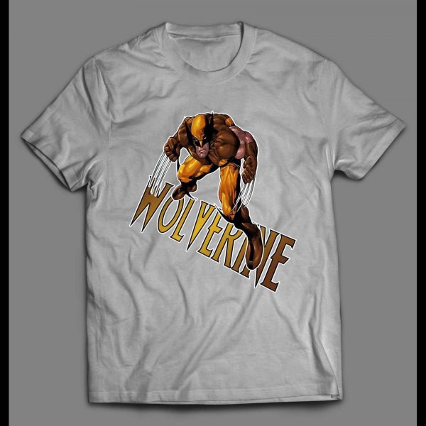 CLASSIC BROWN AND GOLD WOLVERINE COSTUME COMIC ART HIGH QUALITY SHIRT