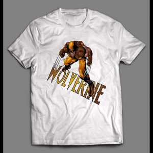 CLASSIC BROWN AND GOLD WOLVERINE COSTUME COMIC ART HIGH QUALITY SHIRT
