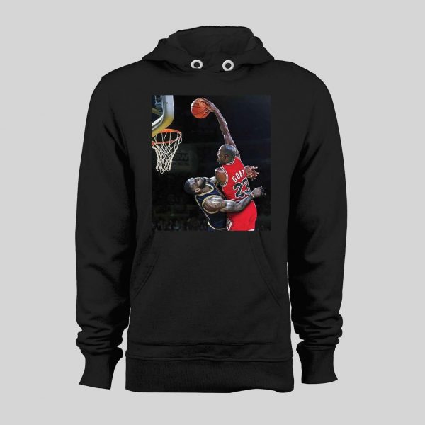 MJ DUNKS ON LEBRON HIGH QUALITY WINTER HOODIE /SWEATSHIRT