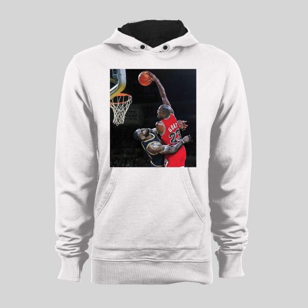 MJ DUNKS ON LEBRON HIGH QUALITY WINTER HOODIE /SWEATSHIRT