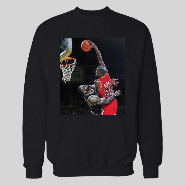 MJ DUNKS ON LEBRON HIGH QUALITY WINTER HOODIE /SWEATSHIRT