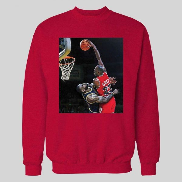 MJ DUNKS ON LEBRON HIGH QUALITY WINTER HOODIE /SWEATSHIRT