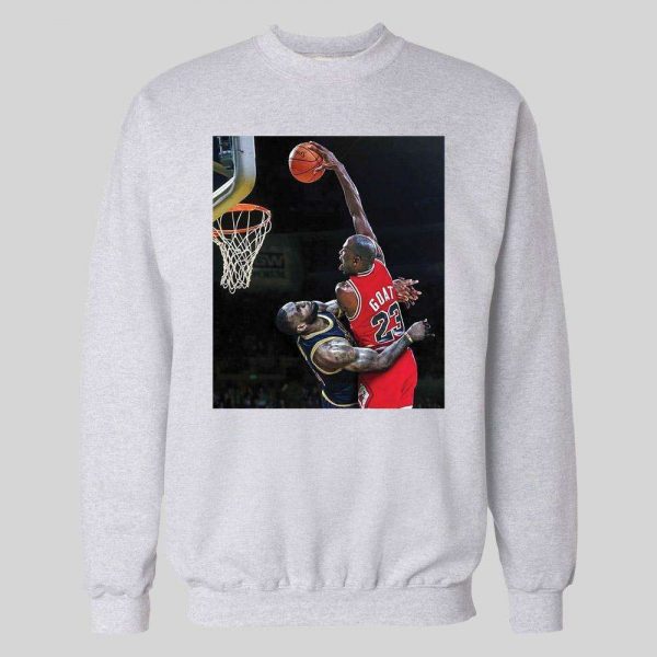MJ DUNKS ON LEBRON HIGH QUALITY WINTER HOODIE /SWEATSHIRT