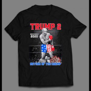 TRUMP 2 RETURN OF THE CHAMP V CORONAVIRUS ALI X THE DONALD PARODY SHIRT