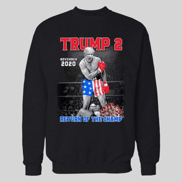TRUMP 2 RETURN OF THE CHAMP V CORONAVIRUS ALI X THE DONALD PARODY HOODIE / SWEATSHIRT