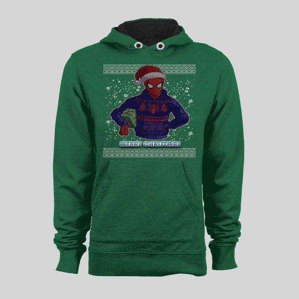 SPIDEY MERRY CHRISTMAS HIGH QUALITY HOLIDAY PATTERN HOODIE / SWEATSHIRT