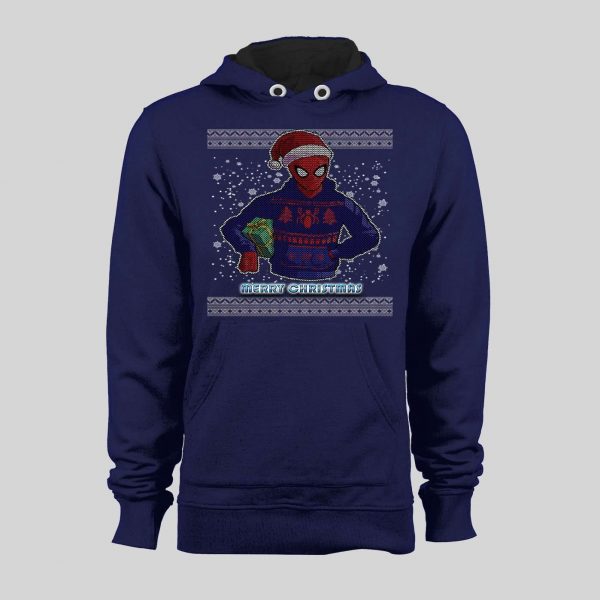 SPIDEY MERRY CHRISTMAS HIGH QUALITY HOLIDAY PATTERN HOODIE / SWEATSHIRT