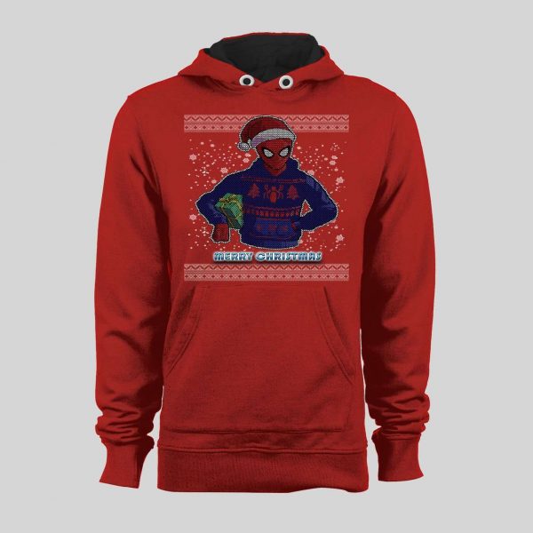 SPIDEY MERRY CHRISTMAS HIGH QUALITY HOLIDAY PATTERN HOODIE / SWEATSHIRT