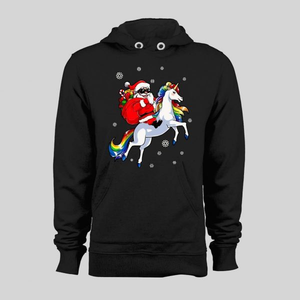 SANTA CLAUS ON A UNICORN HIGH QUALITY CHRISTMAS HOODIE/ SWEATSHIRT