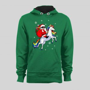 SANTA CLAUS ON A UNICORN HIGH QUALITY CHRISTMAS HOODIE/ SWEATSHIRT