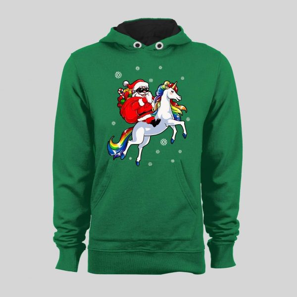 SANTA CLAUS ON A UNICORN HIGH QUALITY CHRISTMAS HOODIE/ SWEATSHIRT
