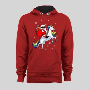 SANTA CLAUS ON A UNICORN HIGH QUALITY CHRISTMAS HOODIE/ SWEATSHIRT