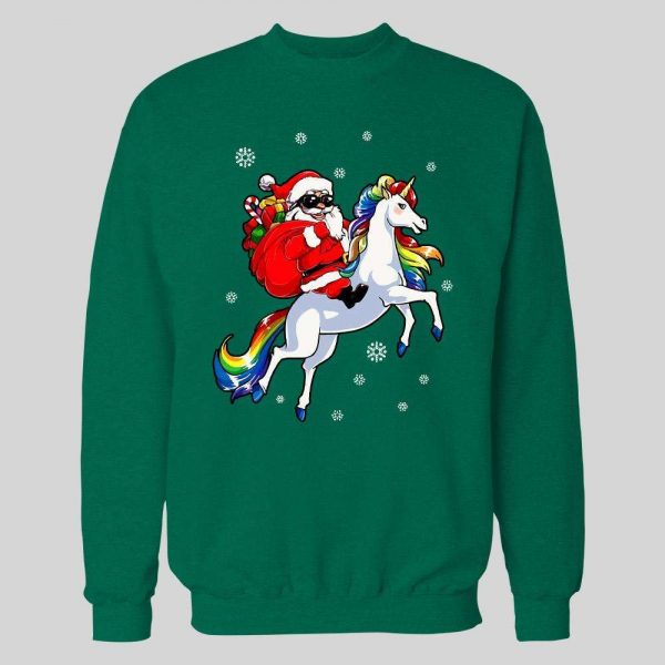 SANTA CLAUS ON A UNICORN HIGH QUALITY CHRISTMAS HOODIE/ SWEATSHIRT