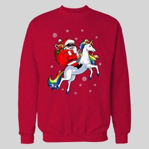 SANTA CLAUS ON A UNICORN HIGH QUALITY CHRISTMAS HOODIE/ SWEATSHIRT
