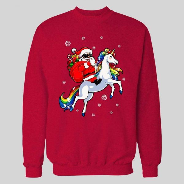 SANTA CLAUS ON A UNICORN HIGH QUALITY CHRISTMAS HOODIE/ SWEATSHIRT