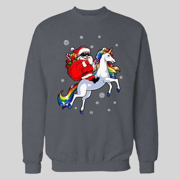 SANTA CLAUS ON A UNICORN HIGH QUALITY CHRISTMAS HOODIE/ SWEATSHIRT