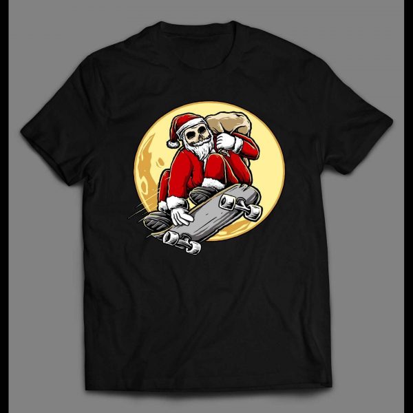 SKATEBOARDING SANTA CLAUS HIGH QUALITY CHRISTMAS SHIRT