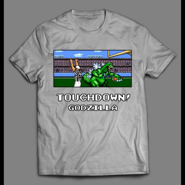 RETRO VIDEO GAME PARODY TOUCHDOWN GODZILLA GAMER SHIRT