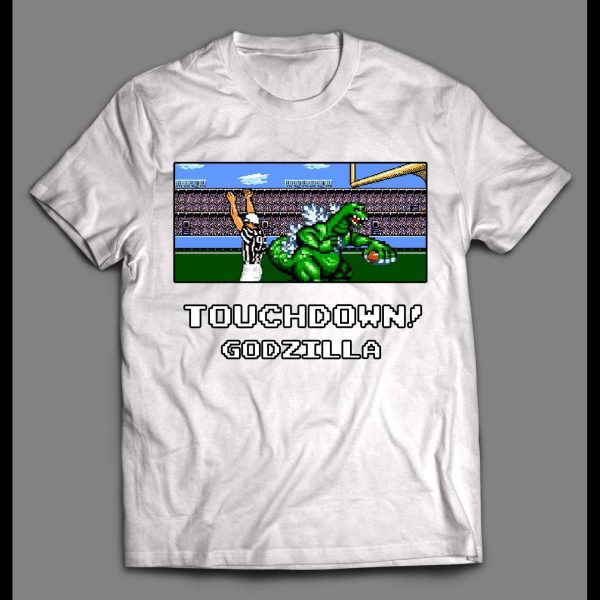RETRO VIDEO GAME PARODY TOUCHDOWN GODZILLA GAMER SHIRT