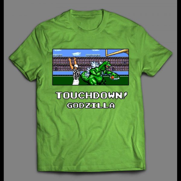 RETRO VIDEO GAME PARODY TOUCHDOWN GODZILLA GAMER SHIRT