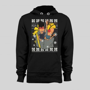 BEAVIS AND BUTTHEAD XMAS ROCKS HIGH QUALITY HOLIDAY HOODIE / SWEATSHIRT