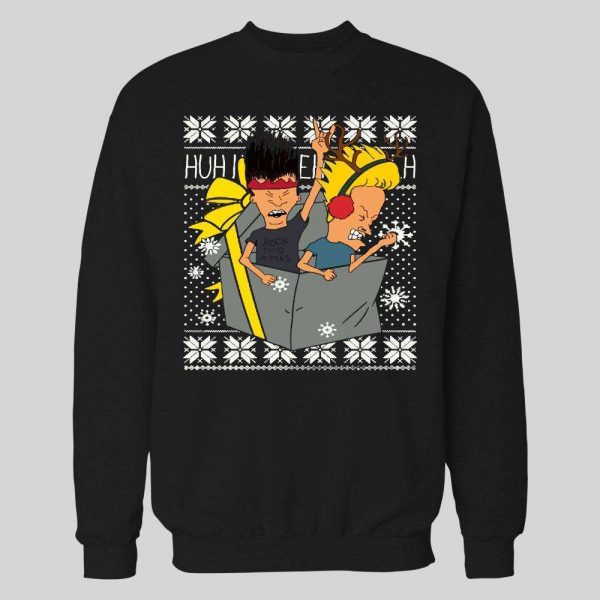 BEAVIS AND BUTTHEAD XMAS ROCKS HIGH QUALITY HOLIDAY HOODIE / SWEATSHIRT
