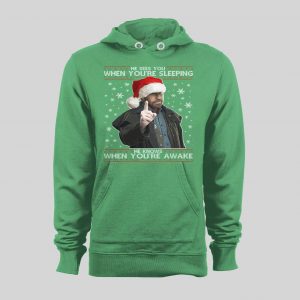 CHUCK NORRIS HE SEES WHEN YOU'RE SLEEPING HE KNOWS WHEN YOU'RE AWAKE CHRISTMAS HOODIE / SWEATSHIRT