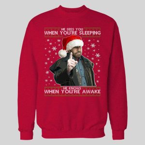 CHUCK NORRIS HE SEES WHEN YOU'RE SLEEPING HE KNOWS WHEN YOU'RE AWAKE CHRISTMAS HOODIE / SWEATSHIRT
