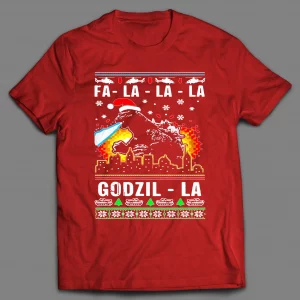RETRO STYLE FA-LA-LA-LA GODZILLA MOVIE OLDSKOOL CHRISTMAS SHIRT