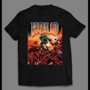 DOOM X SPACE WARRIOR MASTER CHIEF GAMER SHIRT