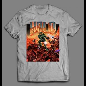 DOOM X SPACE WARRIOR MASTER CHIEF GAMER SHIRT