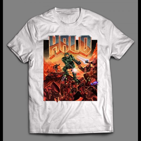 DOOM X SPACE WARRIOR MASTER CHIEF GAMER SHIRT