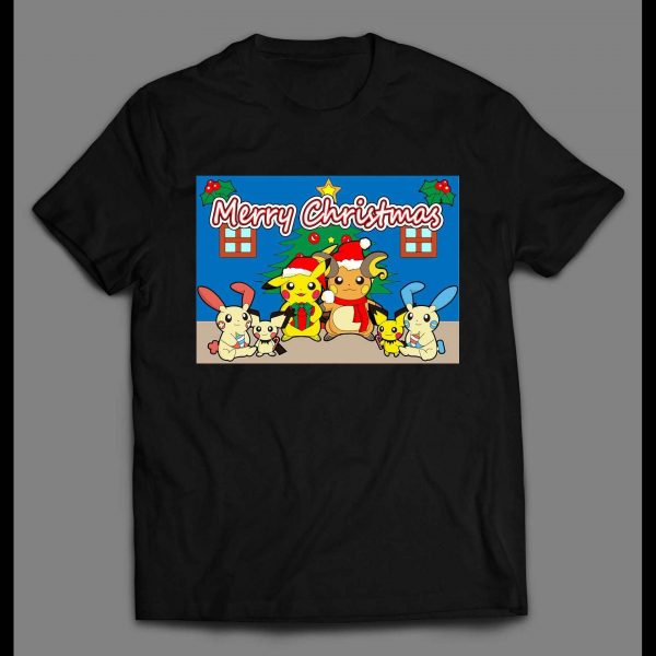 POKE MONSTERS MERRY CHRISTMAS HIGH QUALITY HOLIDAY ANIME SHIRT