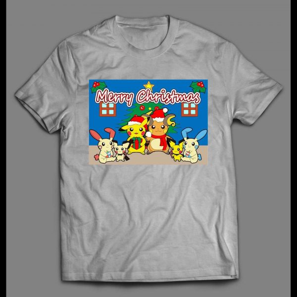 POKE MONSTERS MERRY CHRISTMAS HIGH QUALITY HOLIDAY ANIME SHIRT