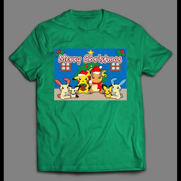 POKE MONSTERS MERRY CHRISTMAS HIGH QUALITY HOLIDAY ANIME SHIRT