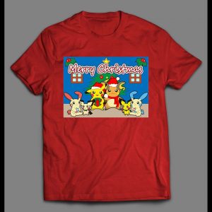 POKE MONSTERS MERRY CHRISTMAS HIGH QUALITY HOLIDAY ANIME SHIRT