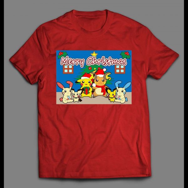 POKE MONSTERS MERRY CHRISTMAS HIGH QUALITY HOLIDAY ANIME SHIRT
