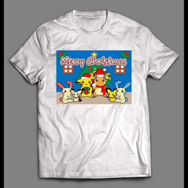 POKE MONSTERS MERRY CHRISTMAS HIGH QUALITY HOLIDAY ANIME SHIRT