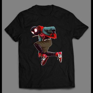 MILES MORALES SPIDERMAN WEARING JORDANS COMICBOOK ART SHIRT