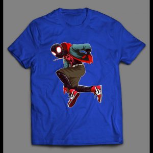 MILES MORALES SPIDERMAN WEARING JORDANS COMICBOOK ART SHIRT