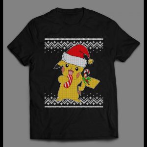 POKE MONSTERS SANTA PIKACHU CHRISTMAS PATTERN HOLIDAY SHIRT